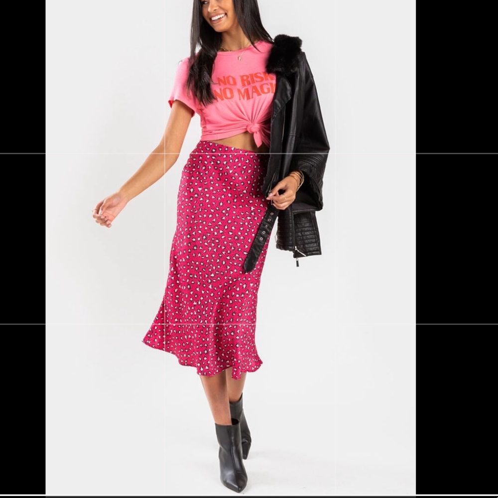 Vennie Printed Flounce Midi Skirt